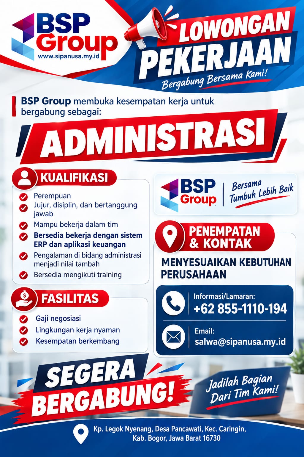 LOWONGAN PEKERJAAN - BSP GROUP